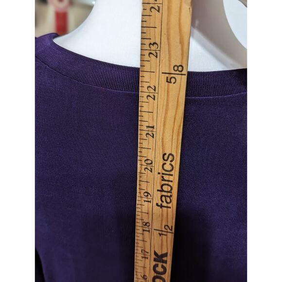 Purple Unbranded Travel Polyester Knit Top LS B 38" Hips 37" has Lot Stretch. - Picture 7 of 7